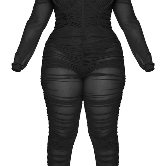 Black sheer scrunched jumpsuit - Picture 4 of 4